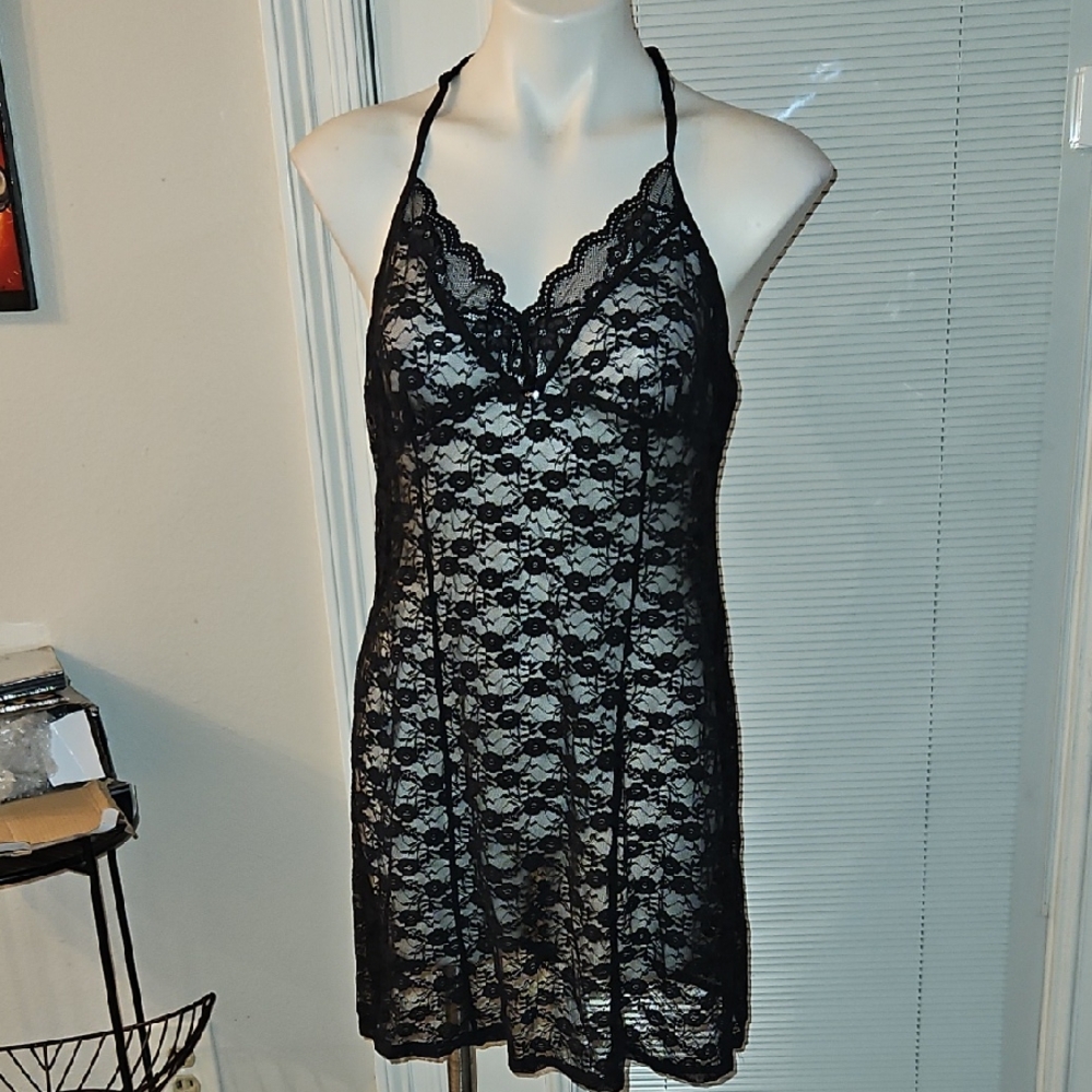 Apt. 9 Black Lace Halter Chemise